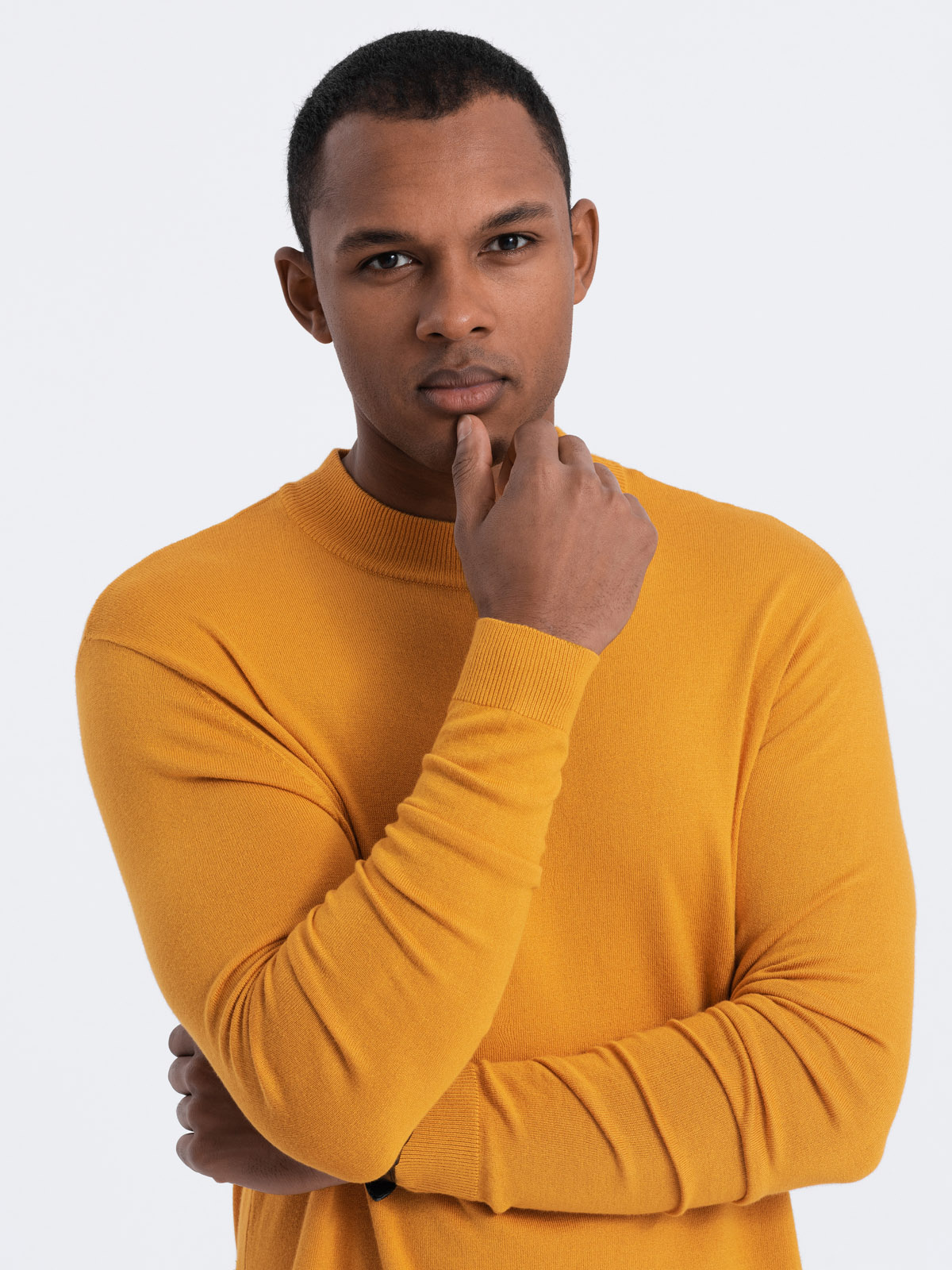 Ombre Men's Knitted Half Turtleneck With Viscose - Mustard