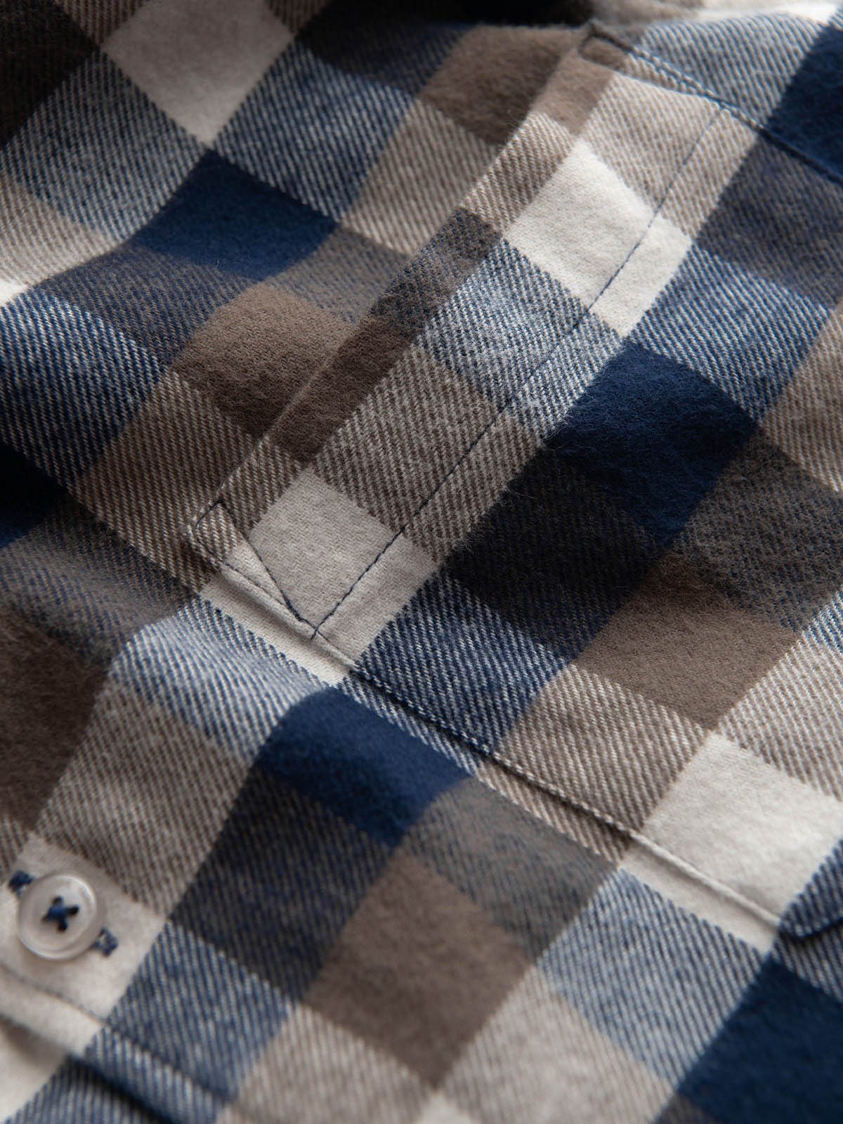 Ombre Classic men's flannel check cotton shirt - brown and navy blue