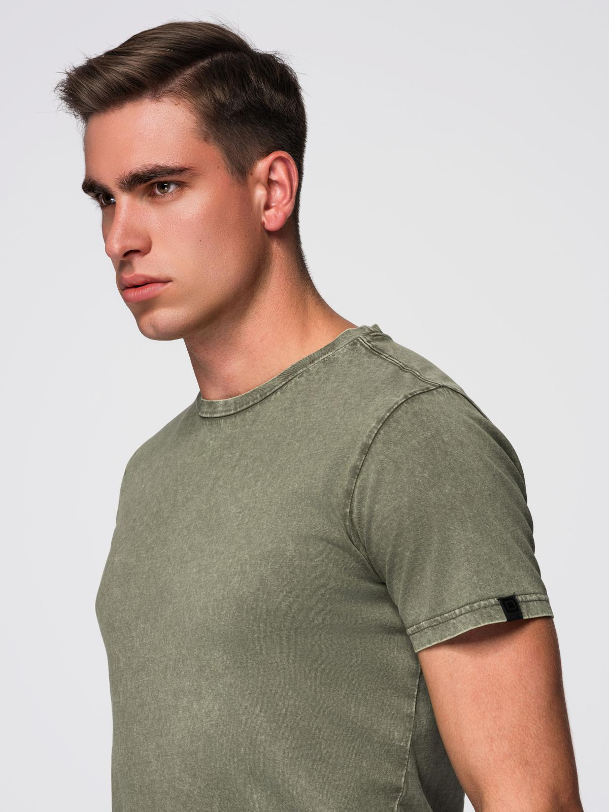 Ombre Men's t-shirt with wash effect - olive