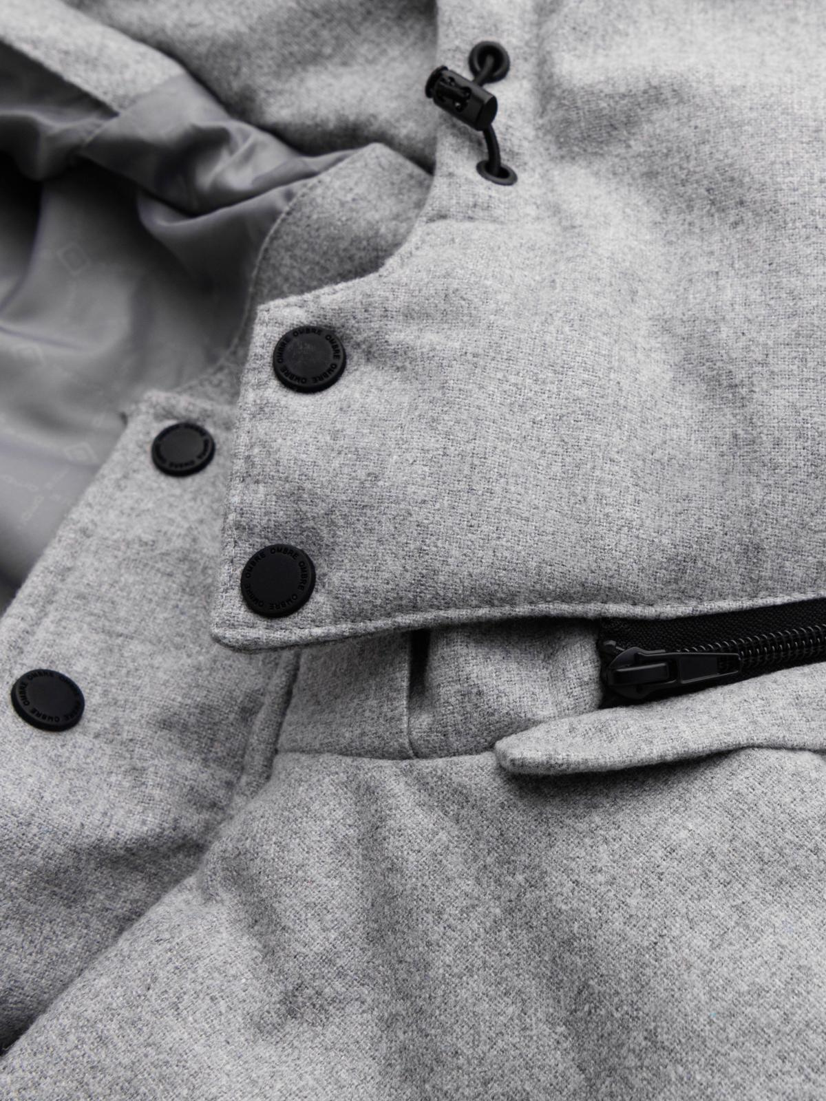 Ombre Men's lightweight jacket with mesh lining and hood - grey
