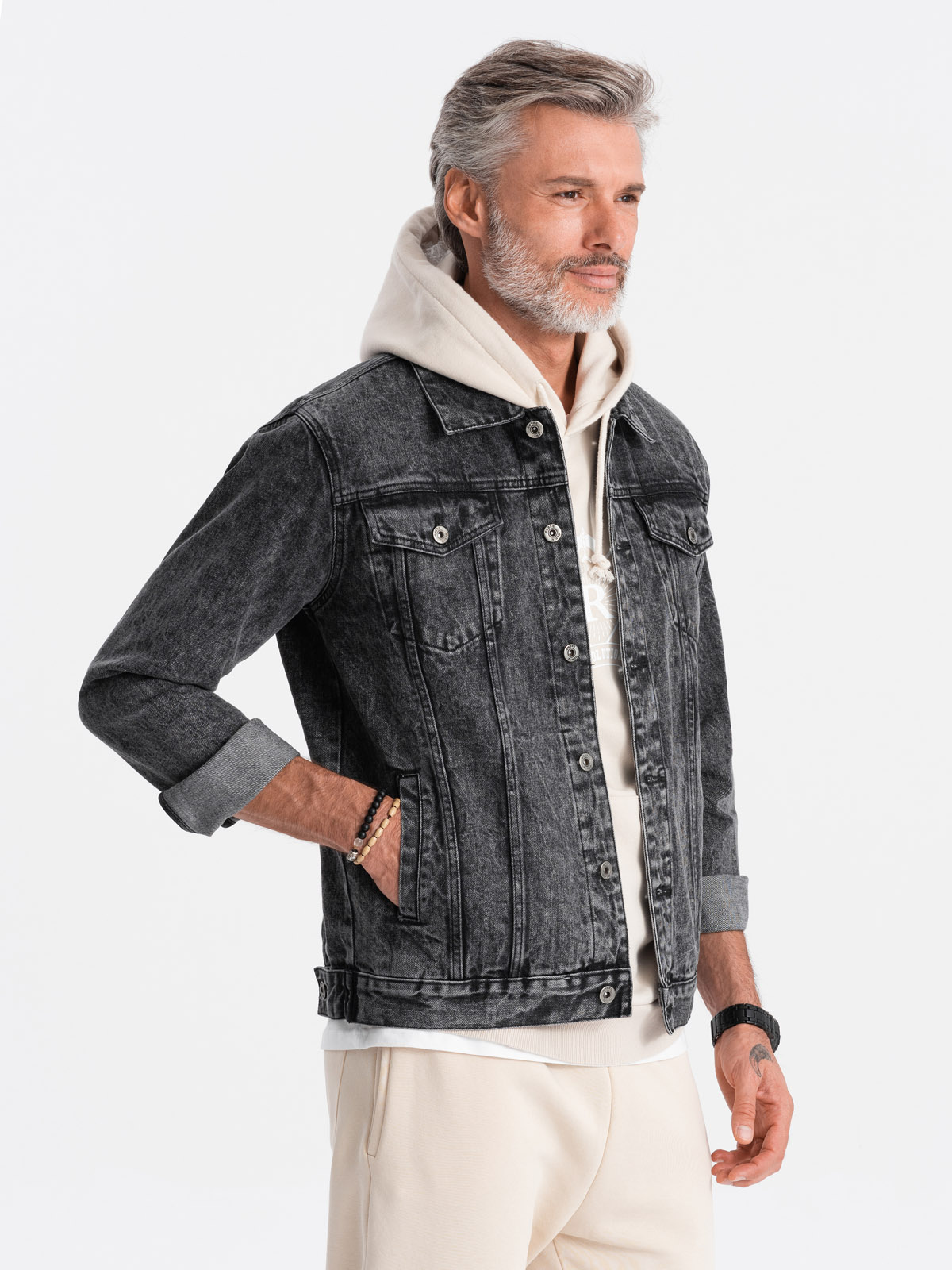 Ombre Men&#039;s mid-season jeans jacket