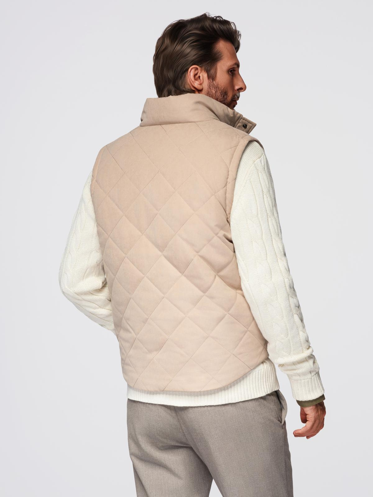 Ombre Men&#039;s peach effect quilted vest - beige