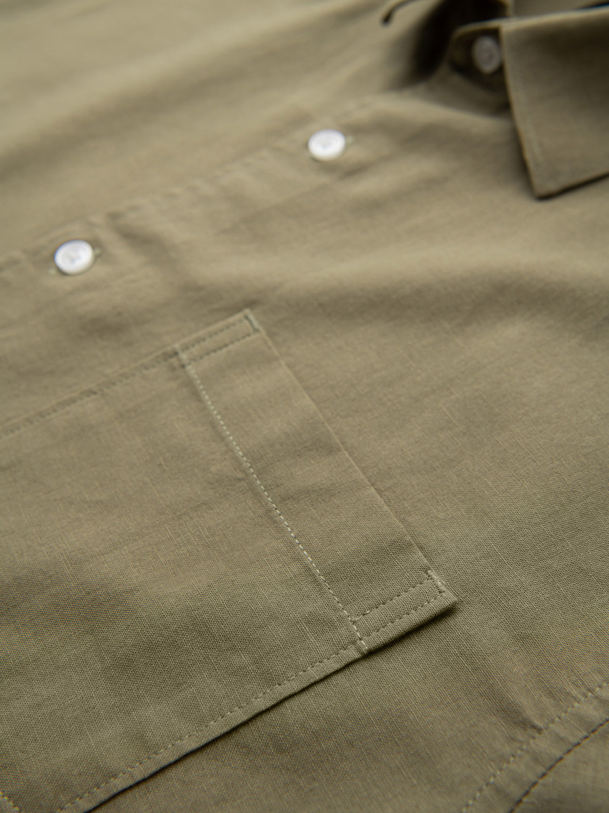 Ombre Men's short sleeve cotton and linen shirt with pocket - olive