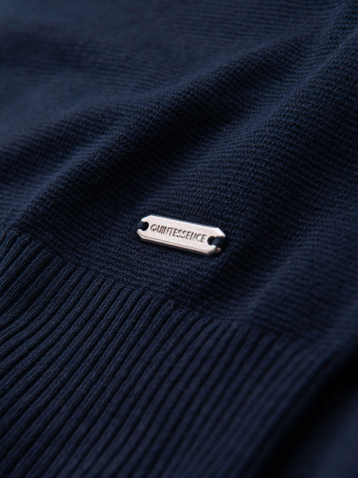Ombre Men&#039;s classic knitted shirt with ribbed cuffs - navy blue