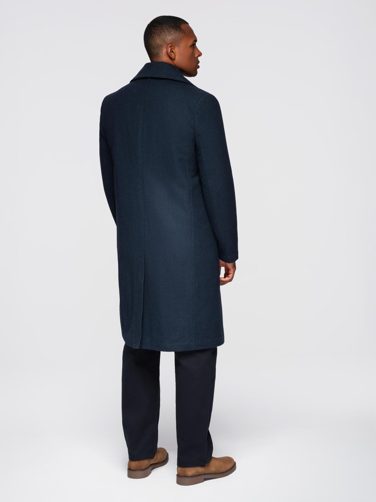 Ombre Men&#039;s navy double-breasted wool coat - navy blue