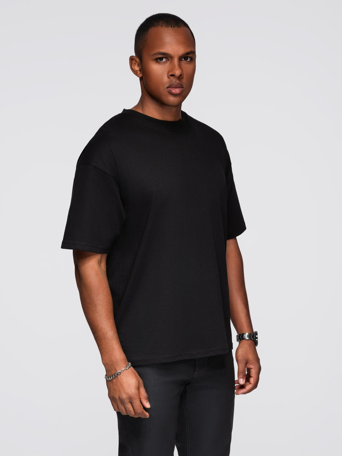 Ombre Men&#039;s cotton T-shirt with sequin wing motif on back - black