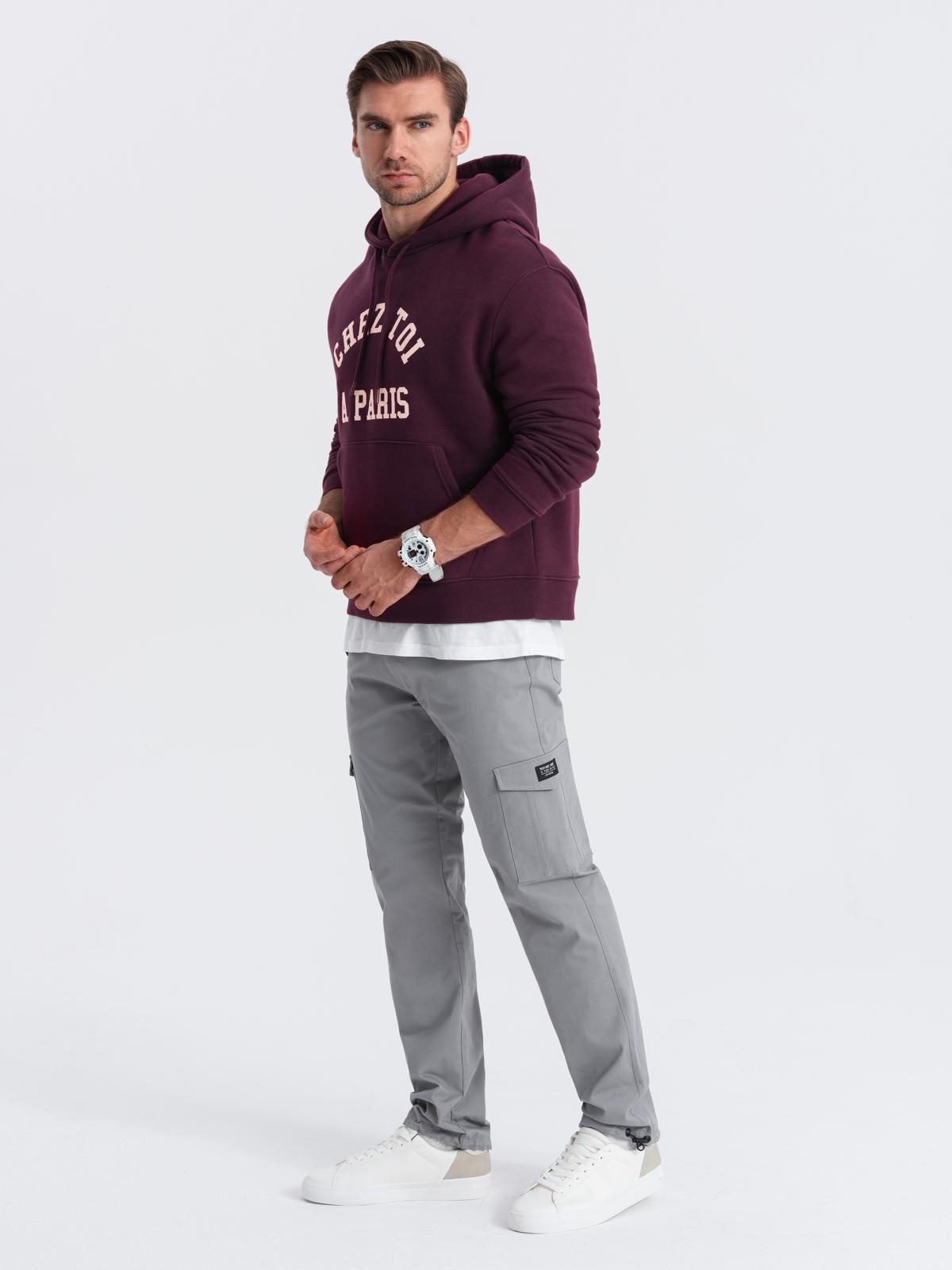 Ombre Men&#039;s pants with cargo pockets and leg hem - grey