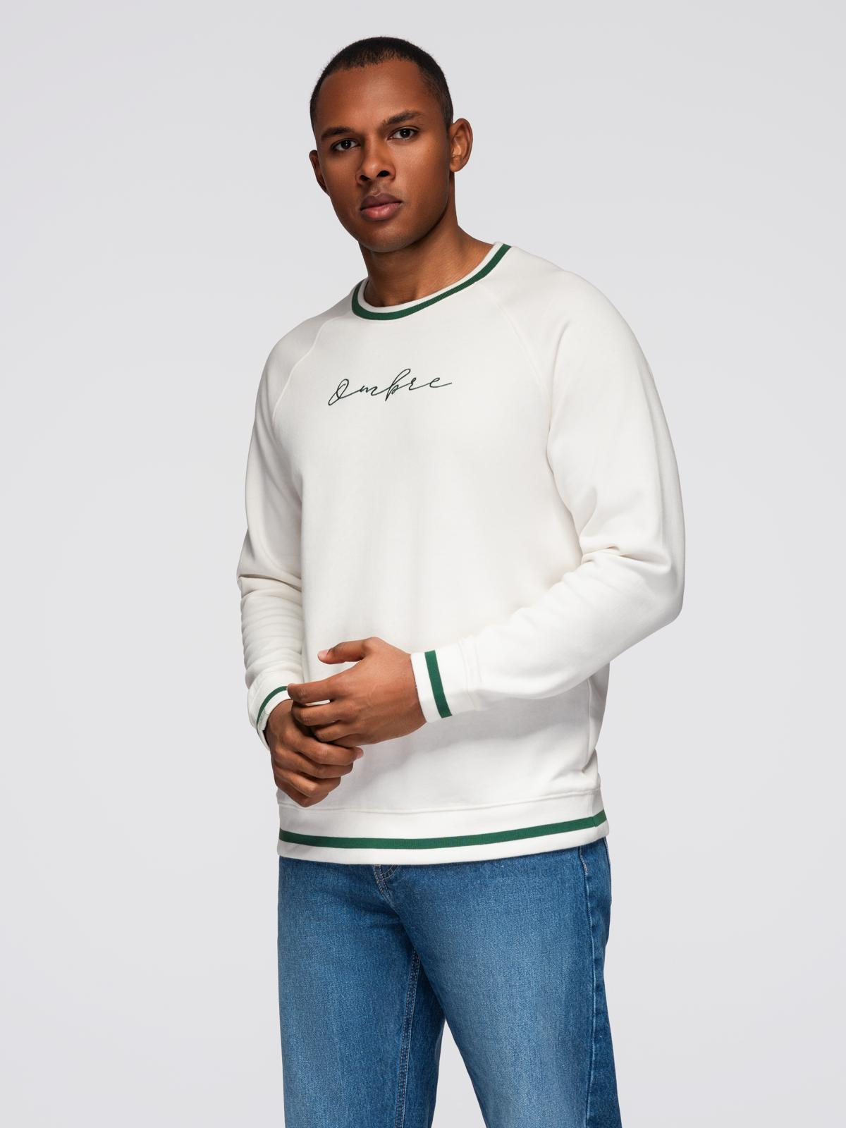 Ombre Men's sweatshirt with raglan sleeves and contrasting details - white