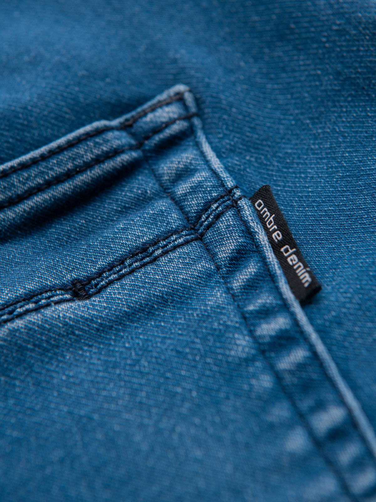 Ombre pánske denim jogger nohavice s pásom na šnúrku - modré