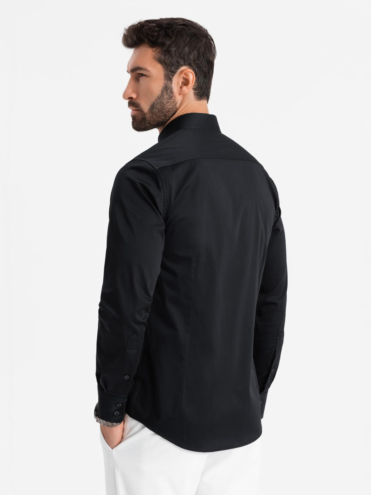 Ombre Classic men&#039;s SLIM FIT shirt in satin fabric - black