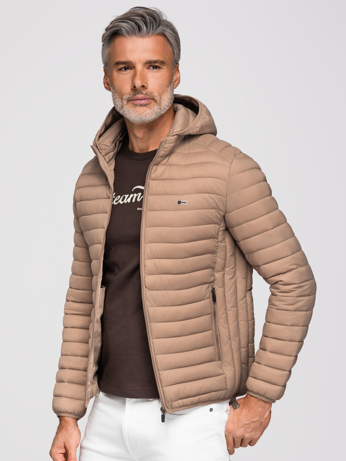 Ombre Men's satin-finish bomber jacket with contrasting ribbed cuffs - black