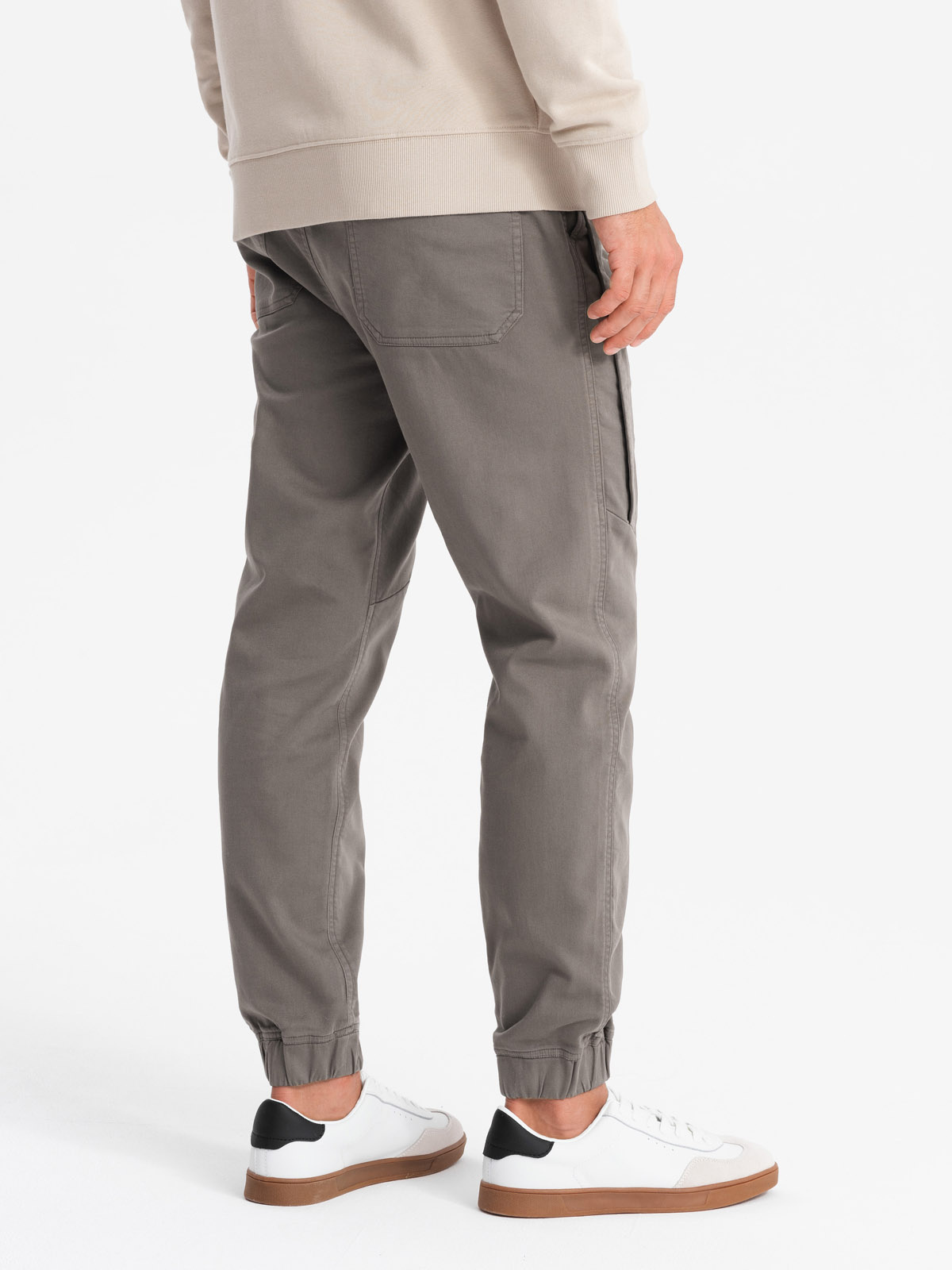 Ombre Men's knitted joggers with pleats - graphite
