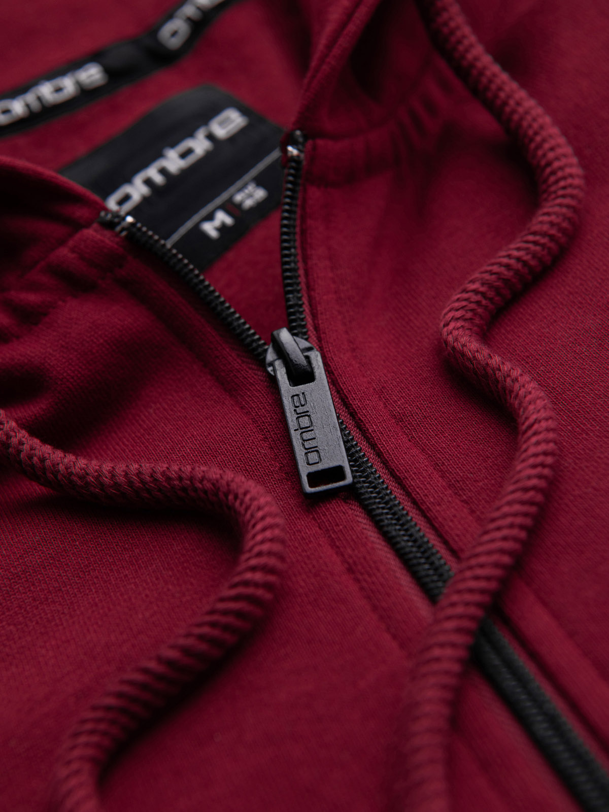 Ombre pánska mikina s kapucňou na zips - červená