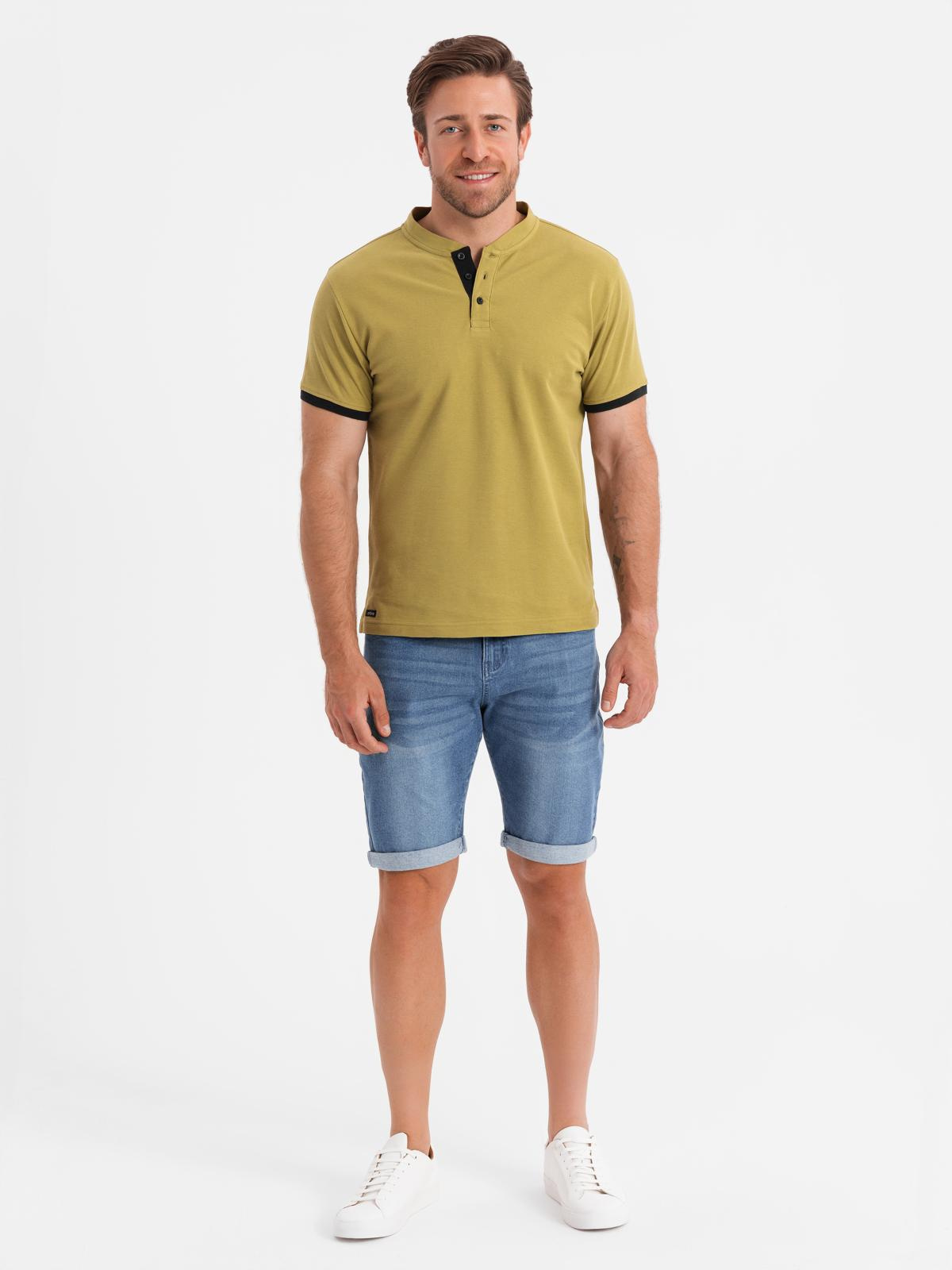 Ombre pánske tričko s henley výstrihom
