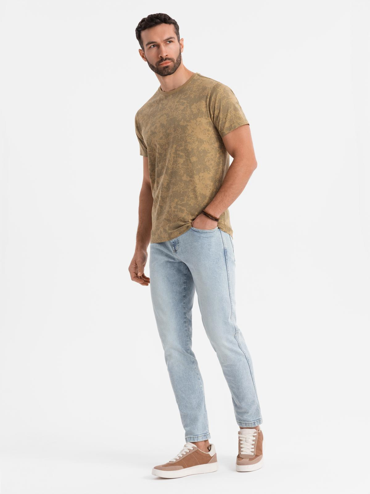 Ombre Men's patterned cotton short-sleeved T-shirt - olive