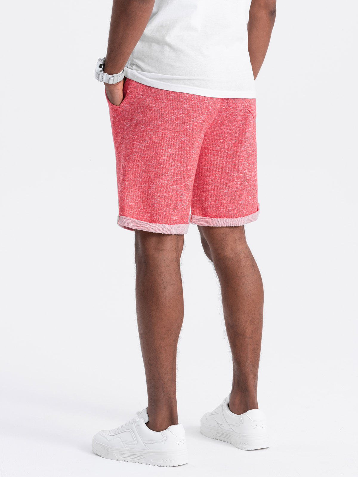 Ombre Men's LOOSE FIT melange fabric shorts - bright red