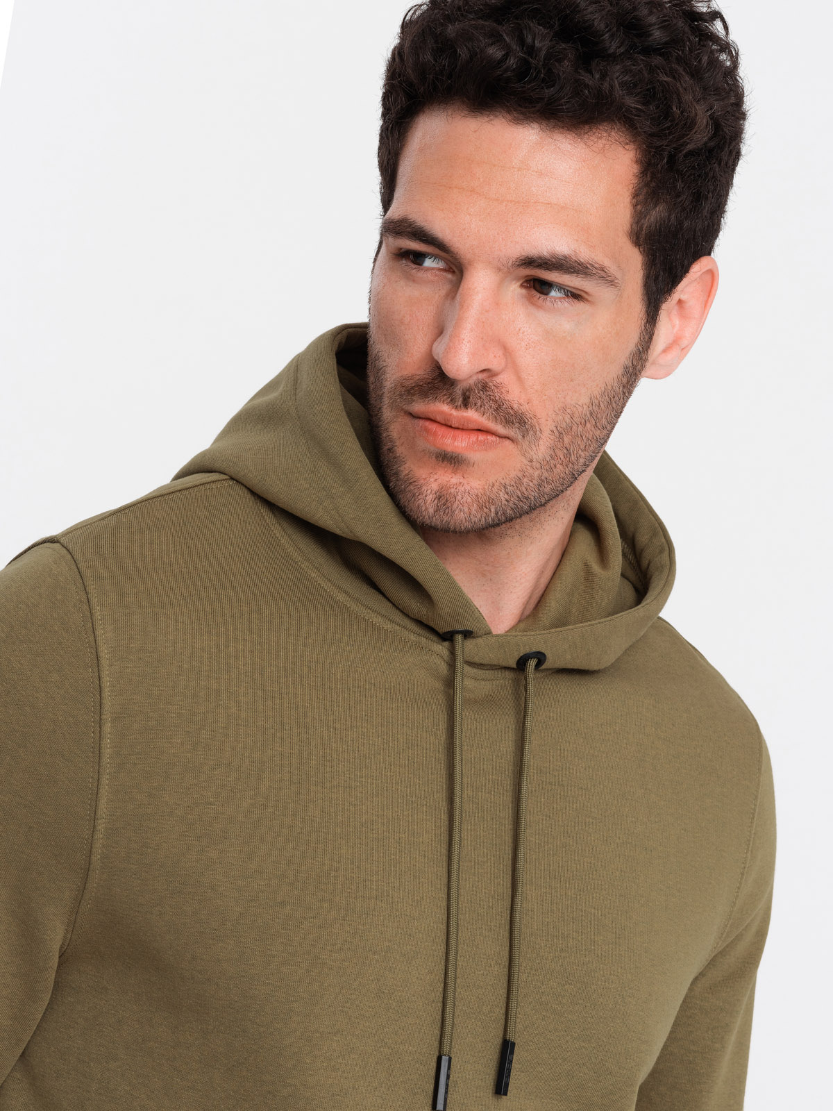 Ombre BASIC men&#039;s cotton kangaroo hooded sweatshirt - olive