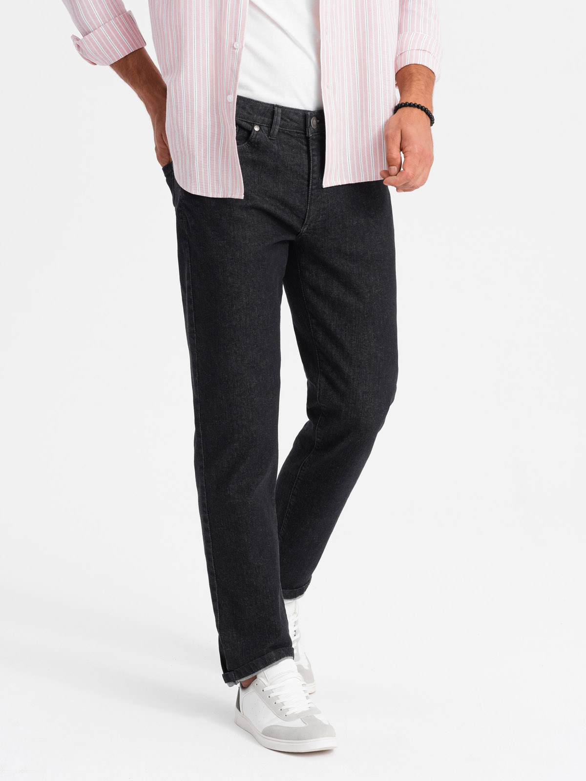 Ombre Men&#039;s classic denim pants REGULAR FIT - black