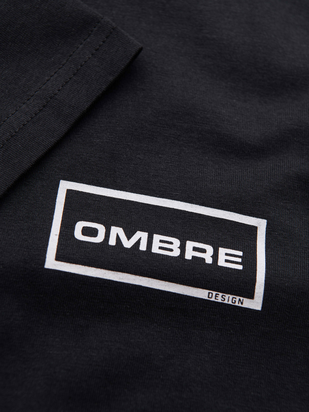 Ombre Men's knitted t-shirt with printed REGULAR cut - black