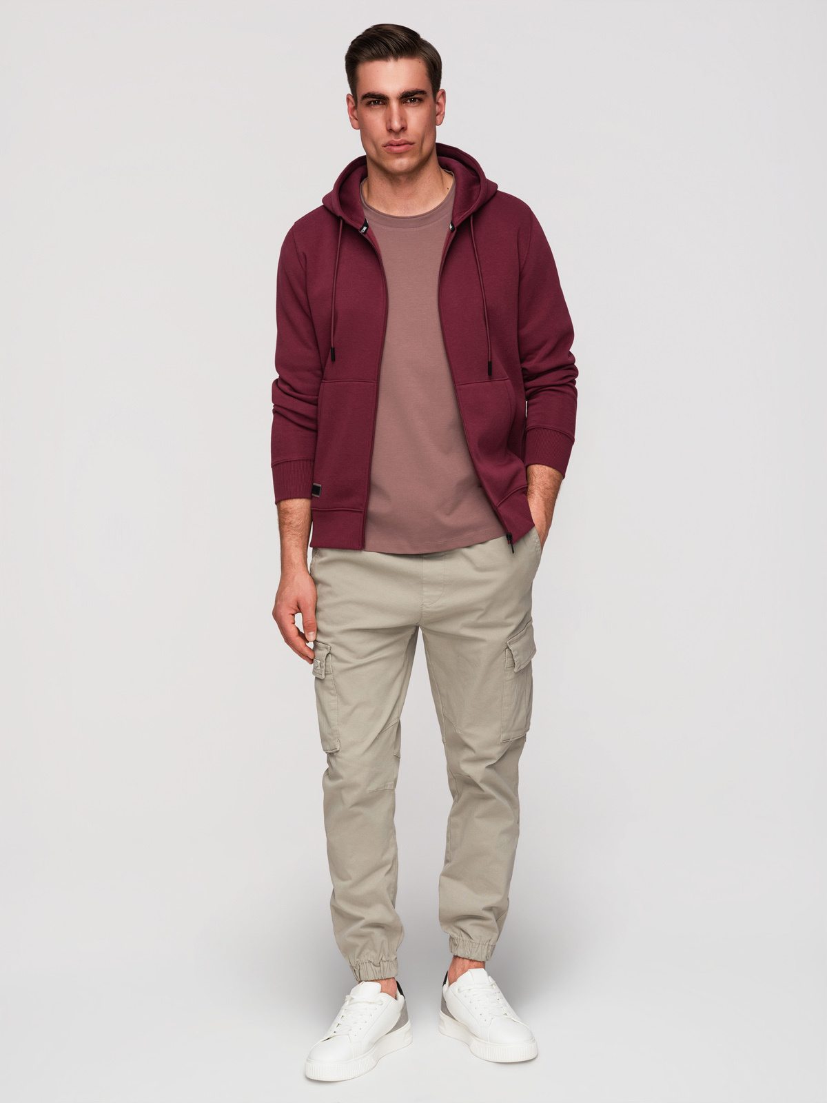 Ombre Men's unbuttoned BASIC sweatshirt - maroon