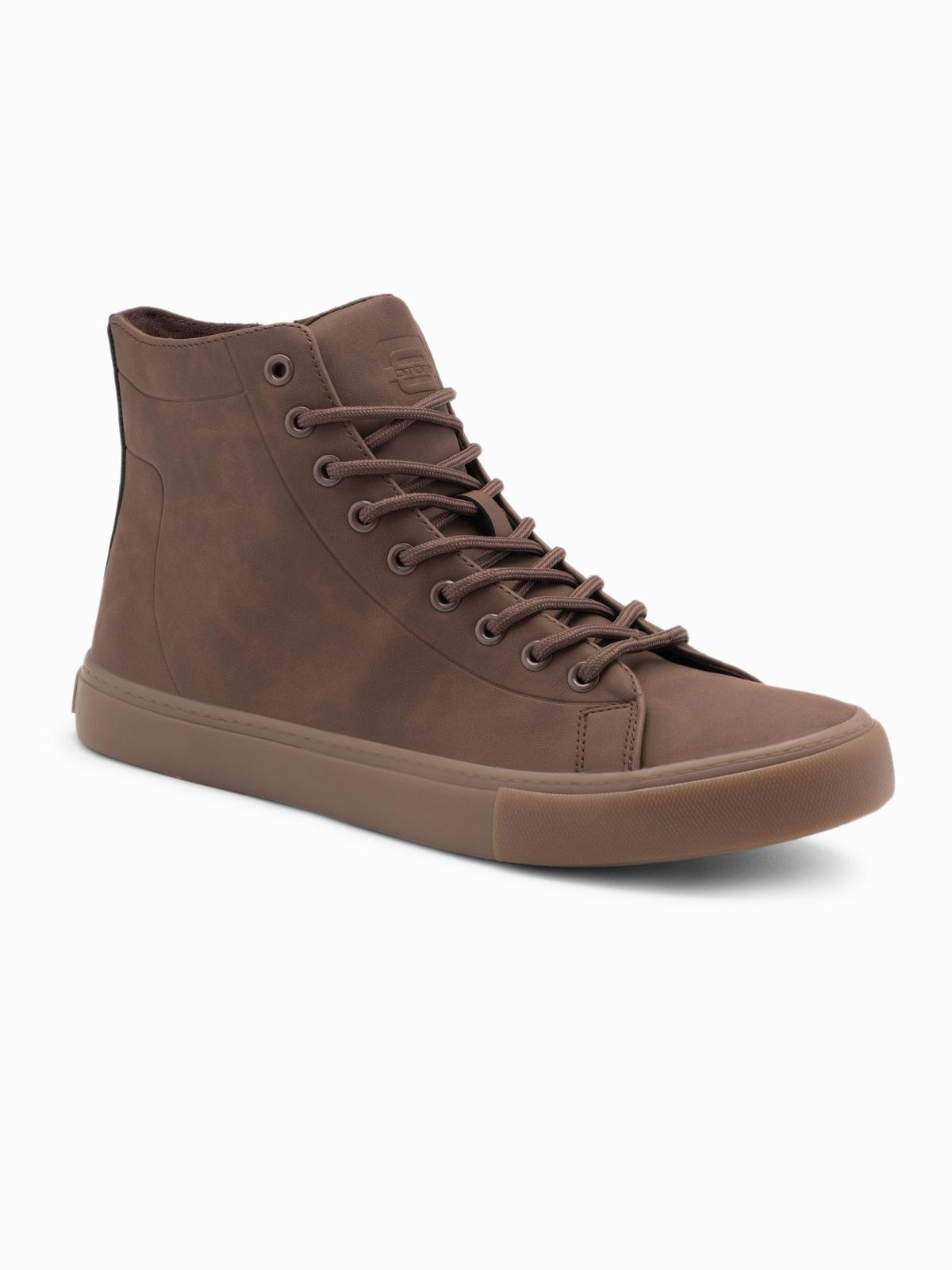 Ombre Men&#039;s ankle sneakers with rubber sole - brown