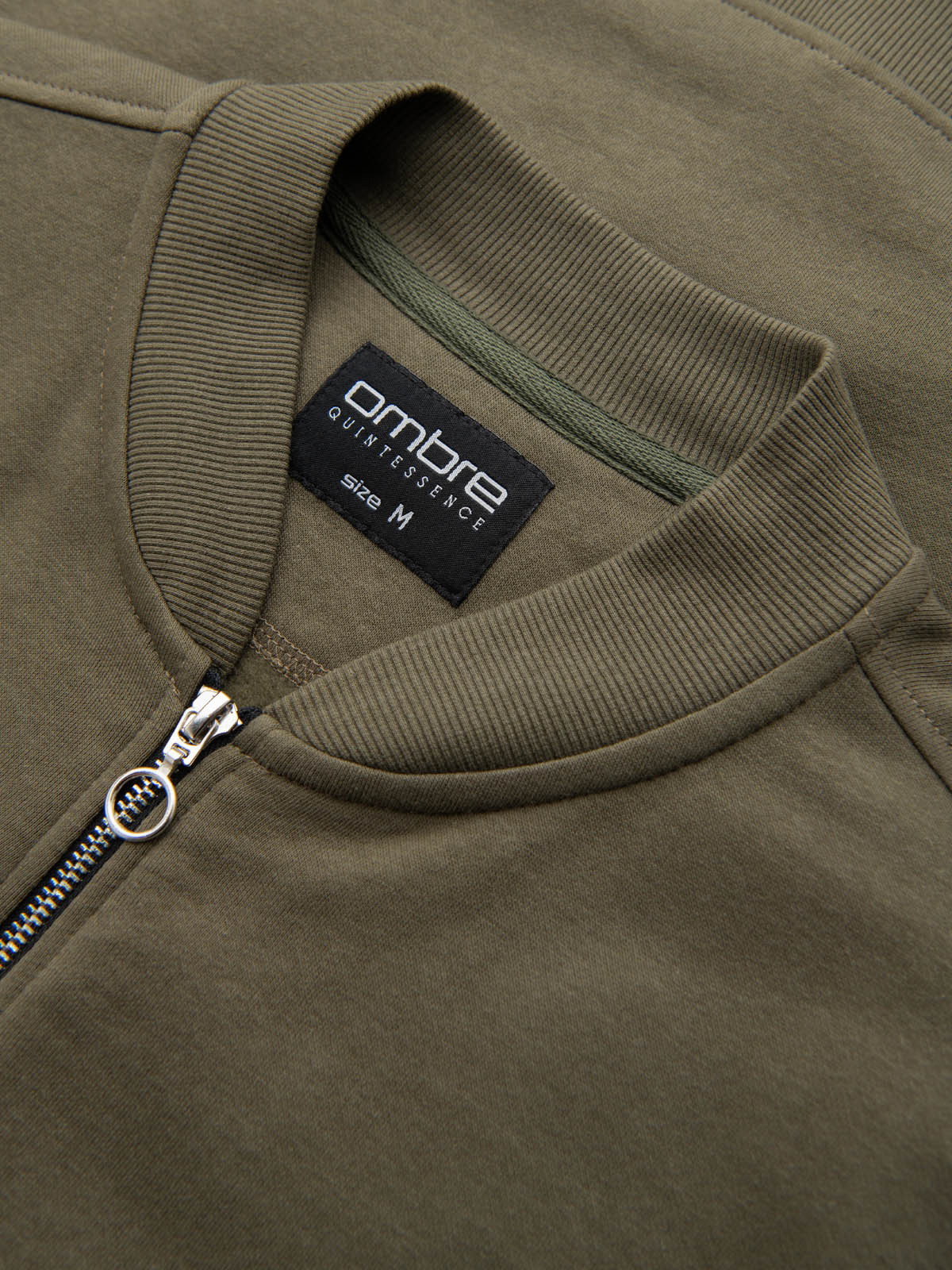 Ombre Cotton unbuttoned men&#039;s sweatshirt bomber - khaki