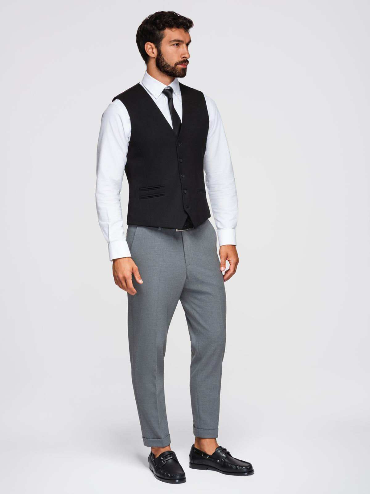 Ombre Men&#039;s suit vest with classic detailing and lining - black