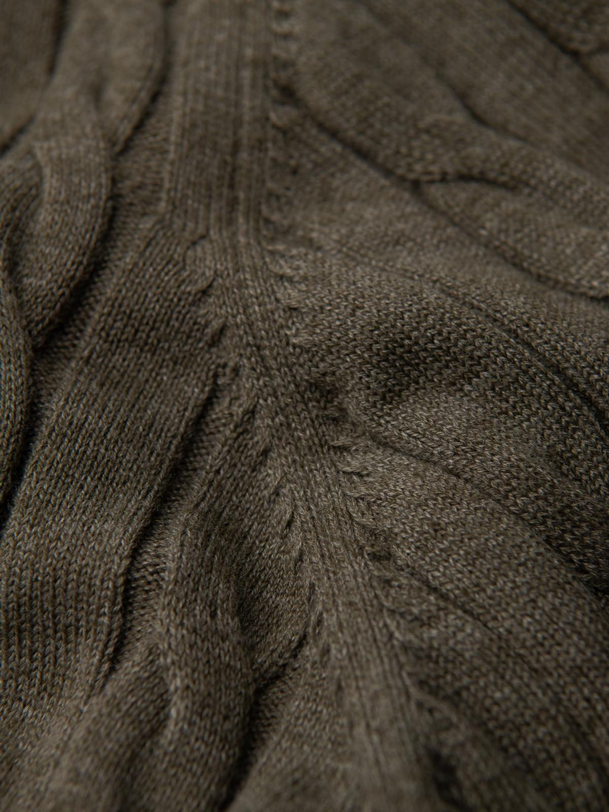 Ombre Men&#039;s turtleneck sweater with checkered weave - olive