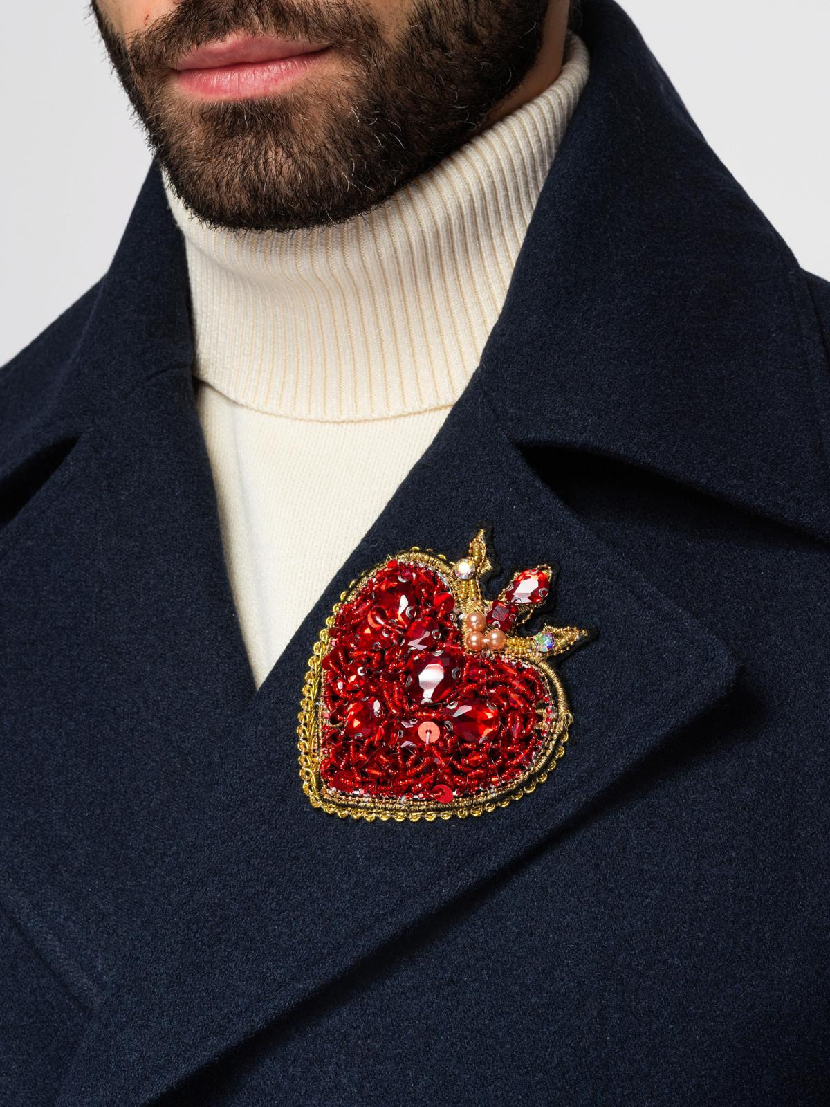 Ombre Men's double-breasted coat with wool and decorative appliqués -