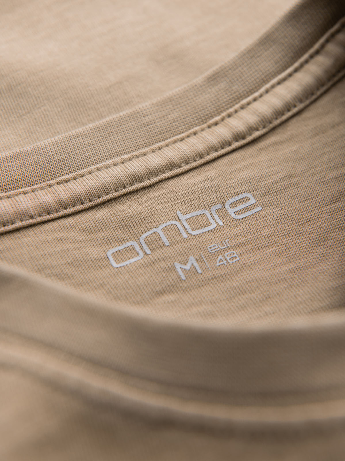 Ombre Cotton T-shirt with print on chest and back - dark beige