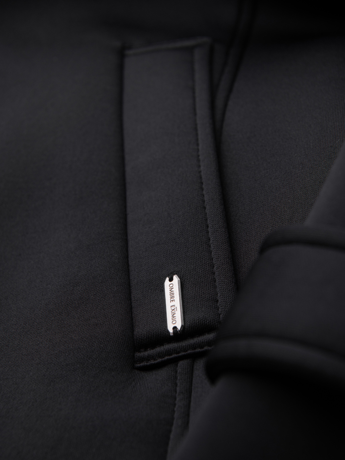 Ombre Men's minimalist medium length coat with hood - black