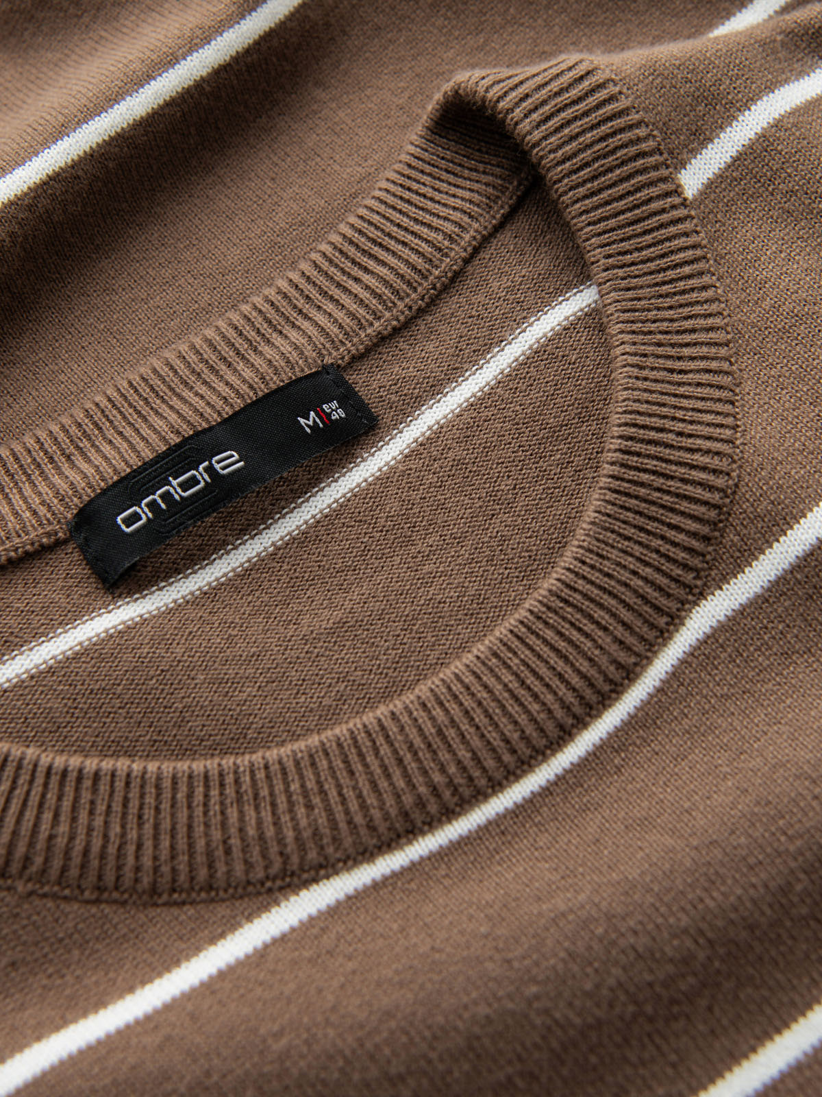 Ombre Men&#039;s casual sweater with horizontal stripes - brown