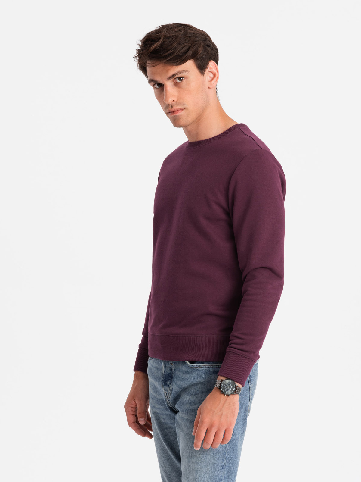 Ombre Men&#039;s BASIC cotton non-stretch sweatshirt - maroon
