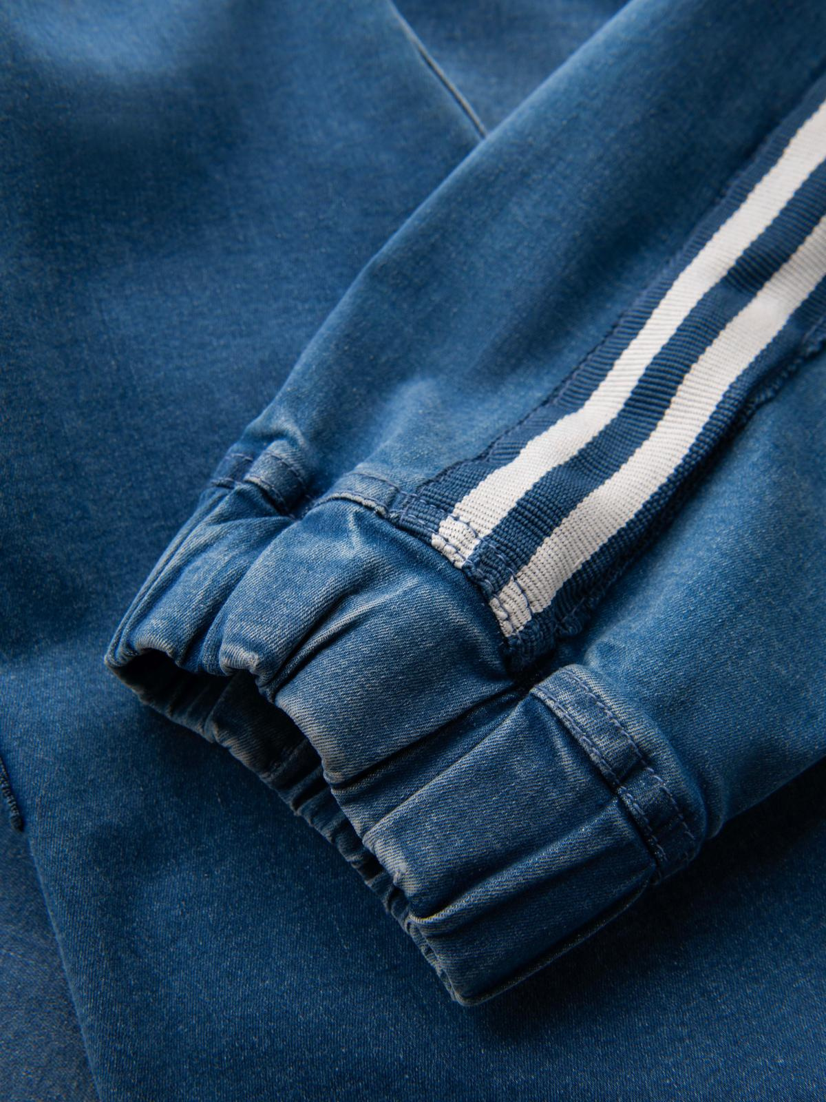 Ombre Men's denim joggers with piping - blue