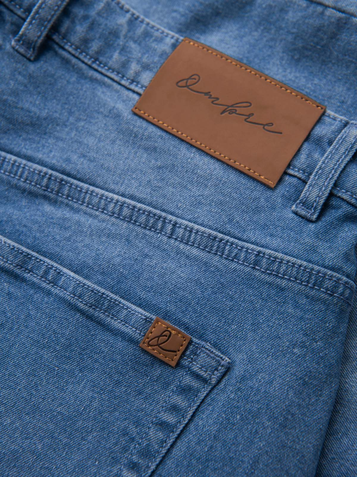 Ombre Men's denim shorts with rolled up leg - blue