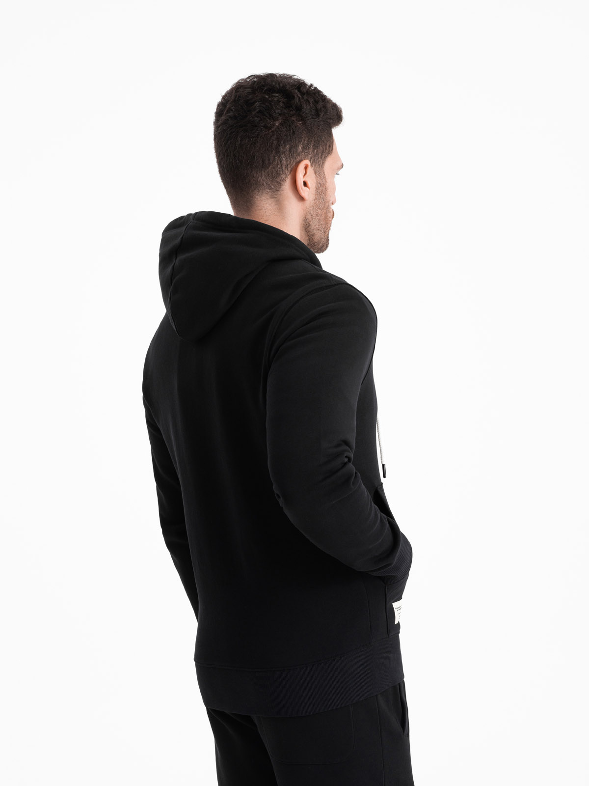 Ombre Men&#039;s BASIC unbuttoned hooded sweatshirt - black