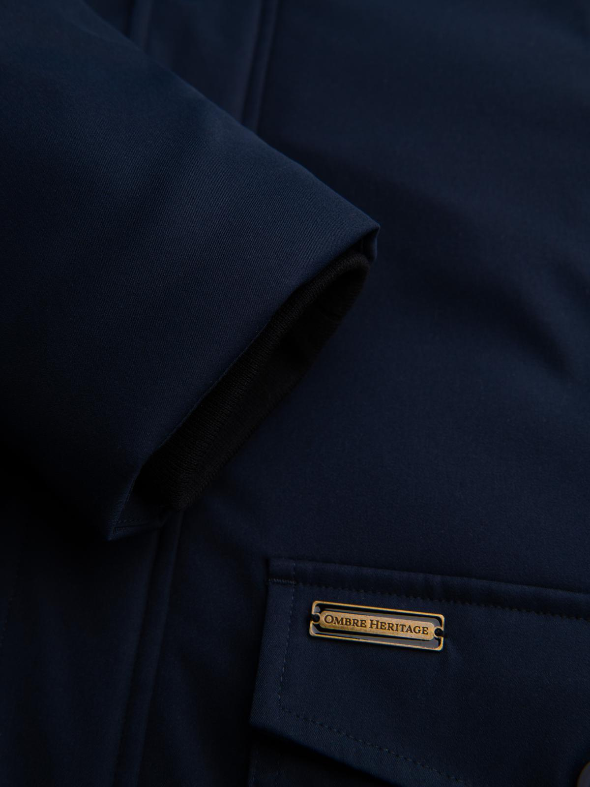 Ombre Elegant men&#039;s parka with cargo pockets and hood - navy blue