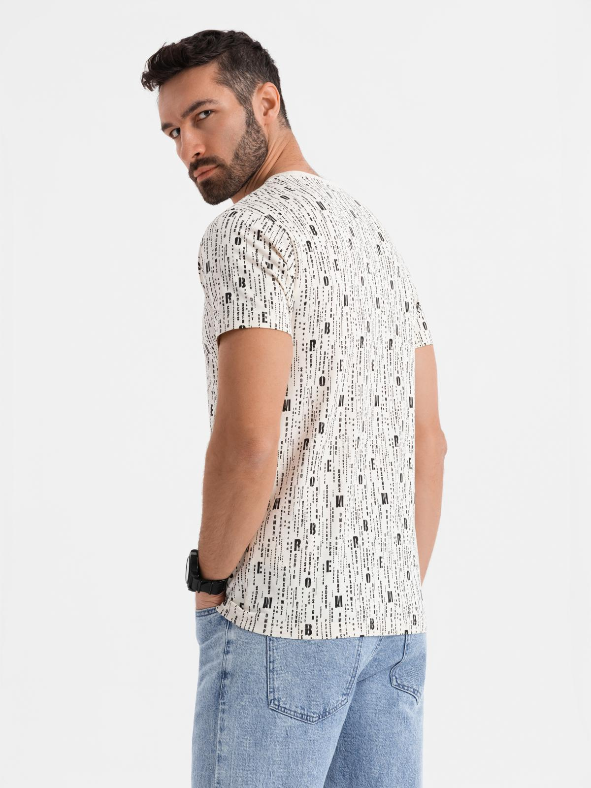 Ombre Printed cotton T-shirt with round neckline - cream