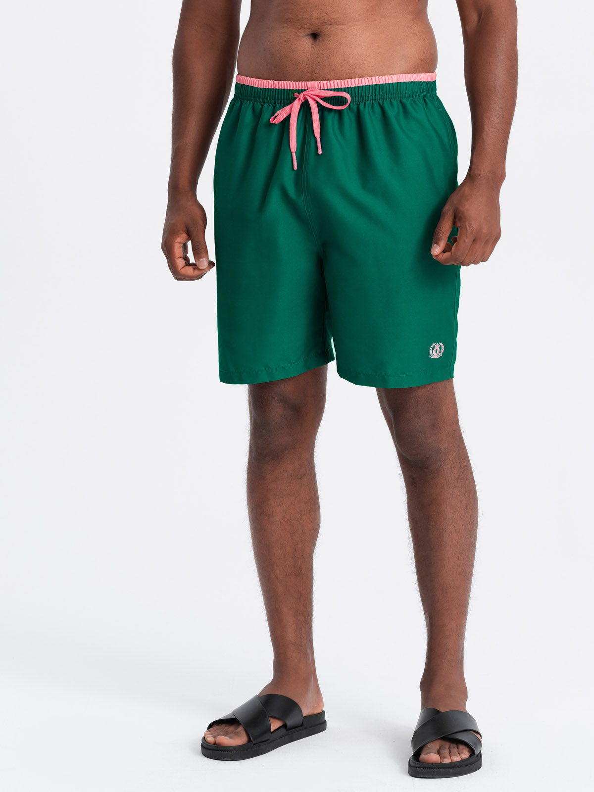 Ombre Men&#039;s two-tone ribbed swim shorts - dark green