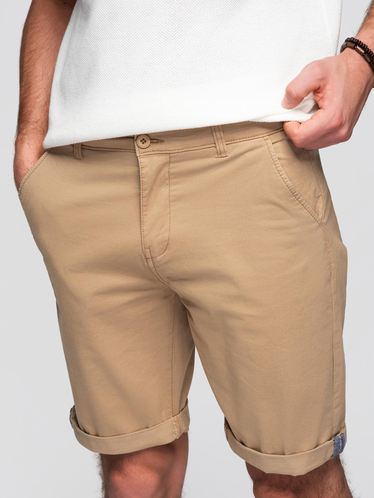 Ombre Classic men's chino shorts with rolled up leg - beige