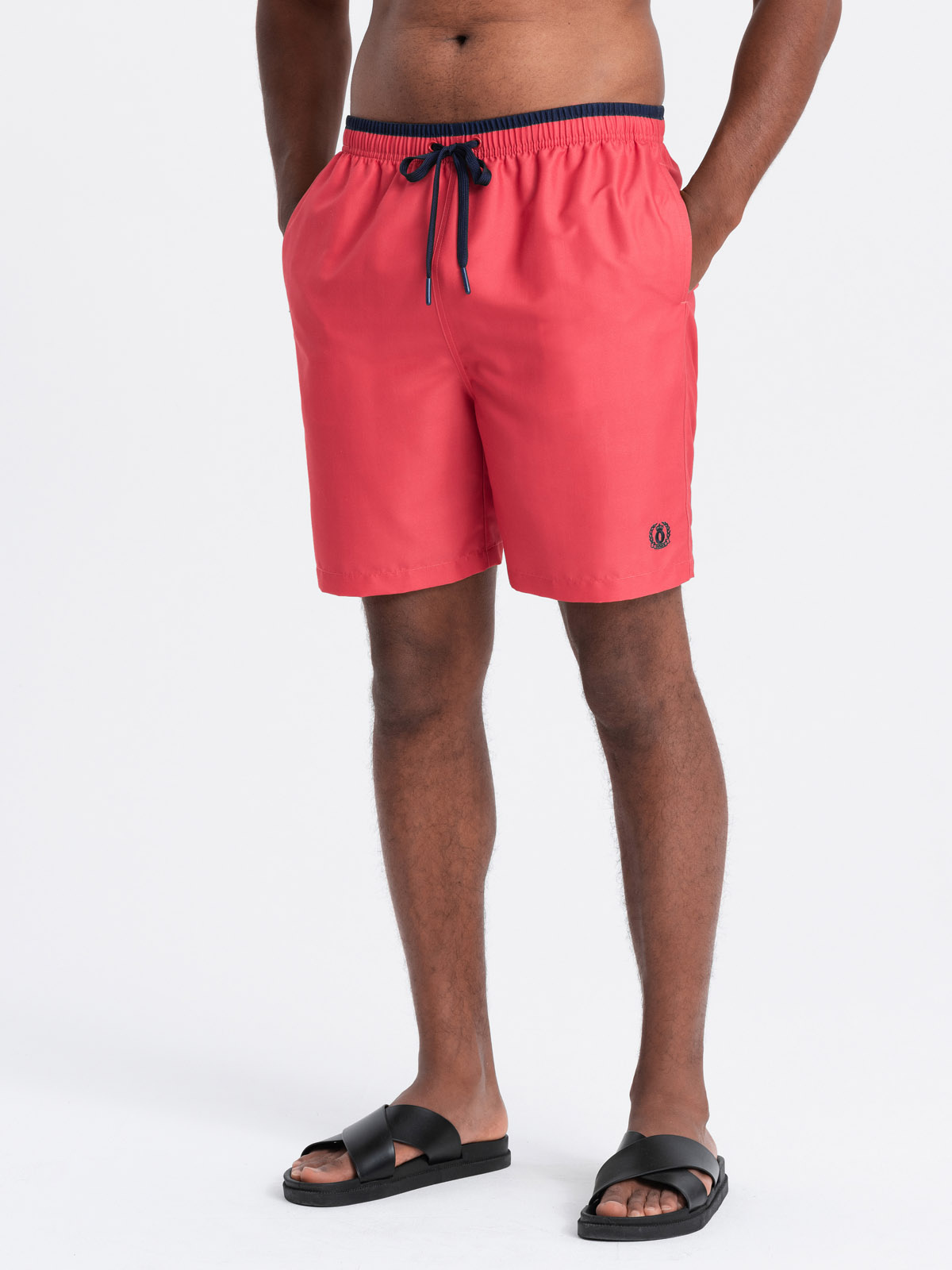 Ombre Men's Two-tone Ribbed Swim Shorts - Coral