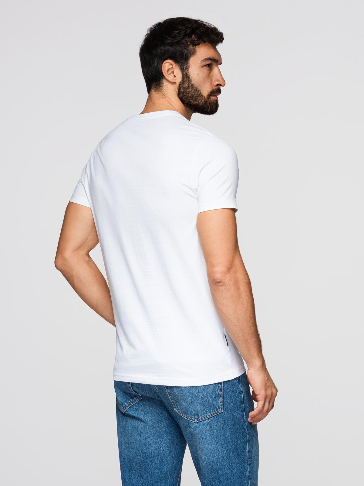 Ombre BASIC men's classic cotton T-shirt with a crew neckline - white