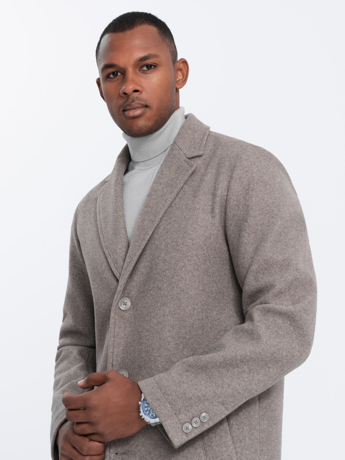 Ombre Men&#039;s lightweight single-breasted coat - light brown