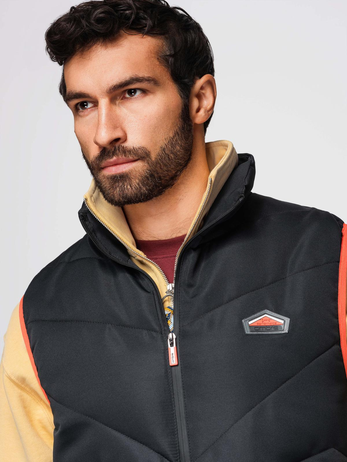 Ombre Men's quilted sleeveless jacket with neon accents - black