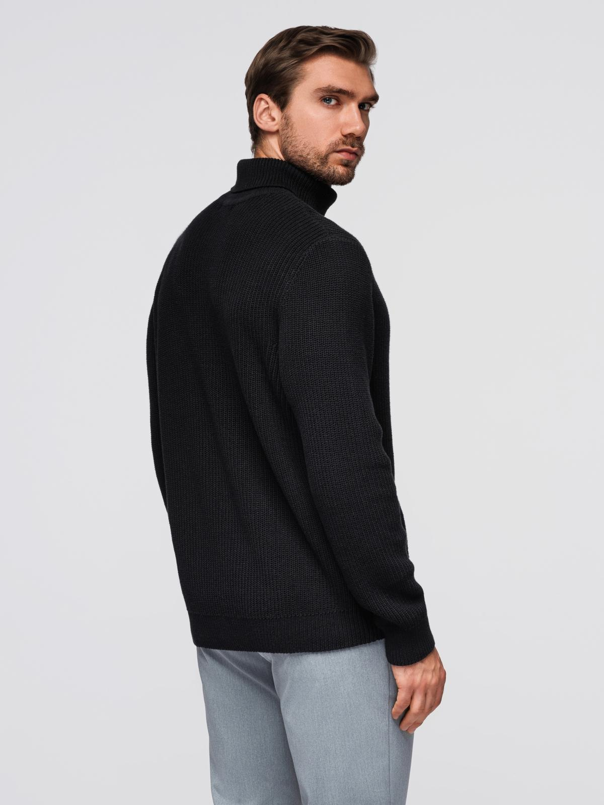 Ombre Men's classic cotton turtleneck sweater - black