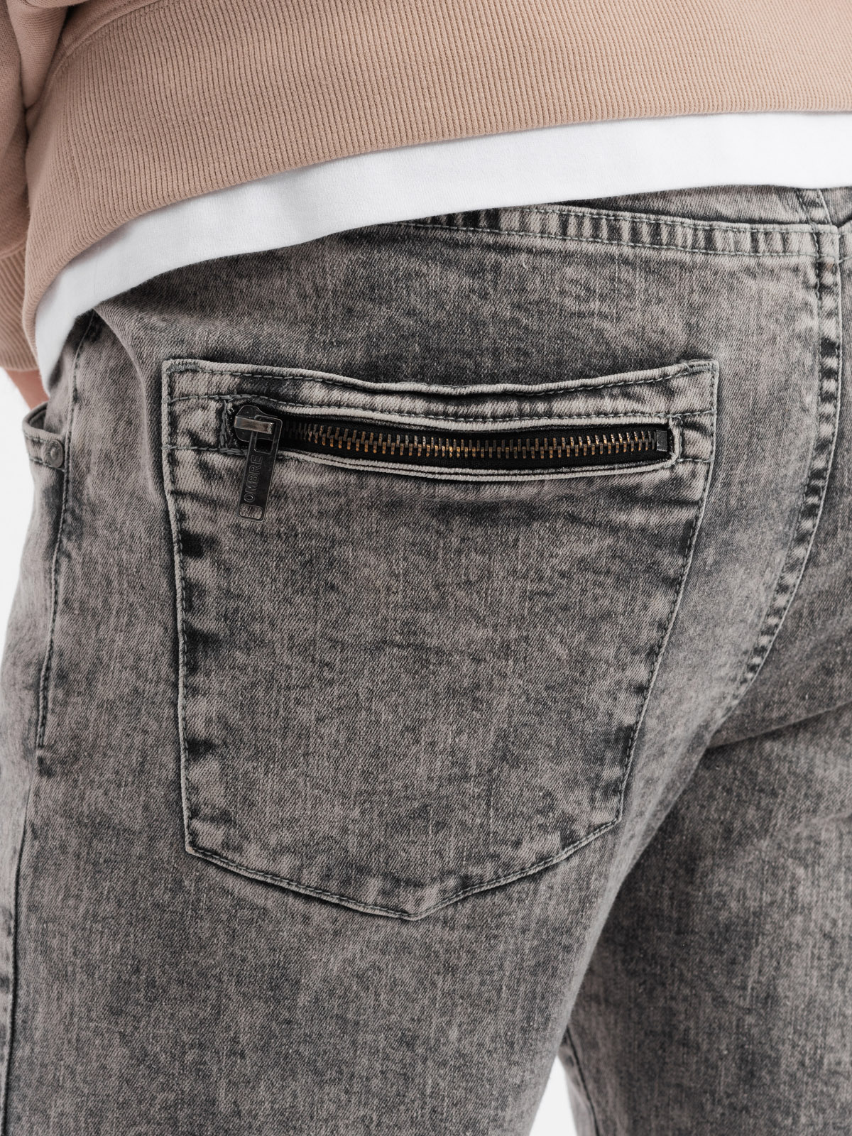 Ombre Men's marbled JOGGERS pants with rubbed edges - gray