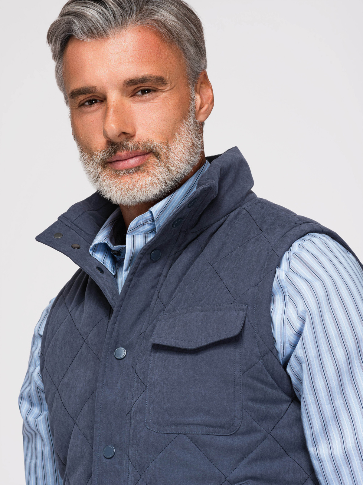 Ombre Men's peach effect quilted sleeveless jacket - navy blue