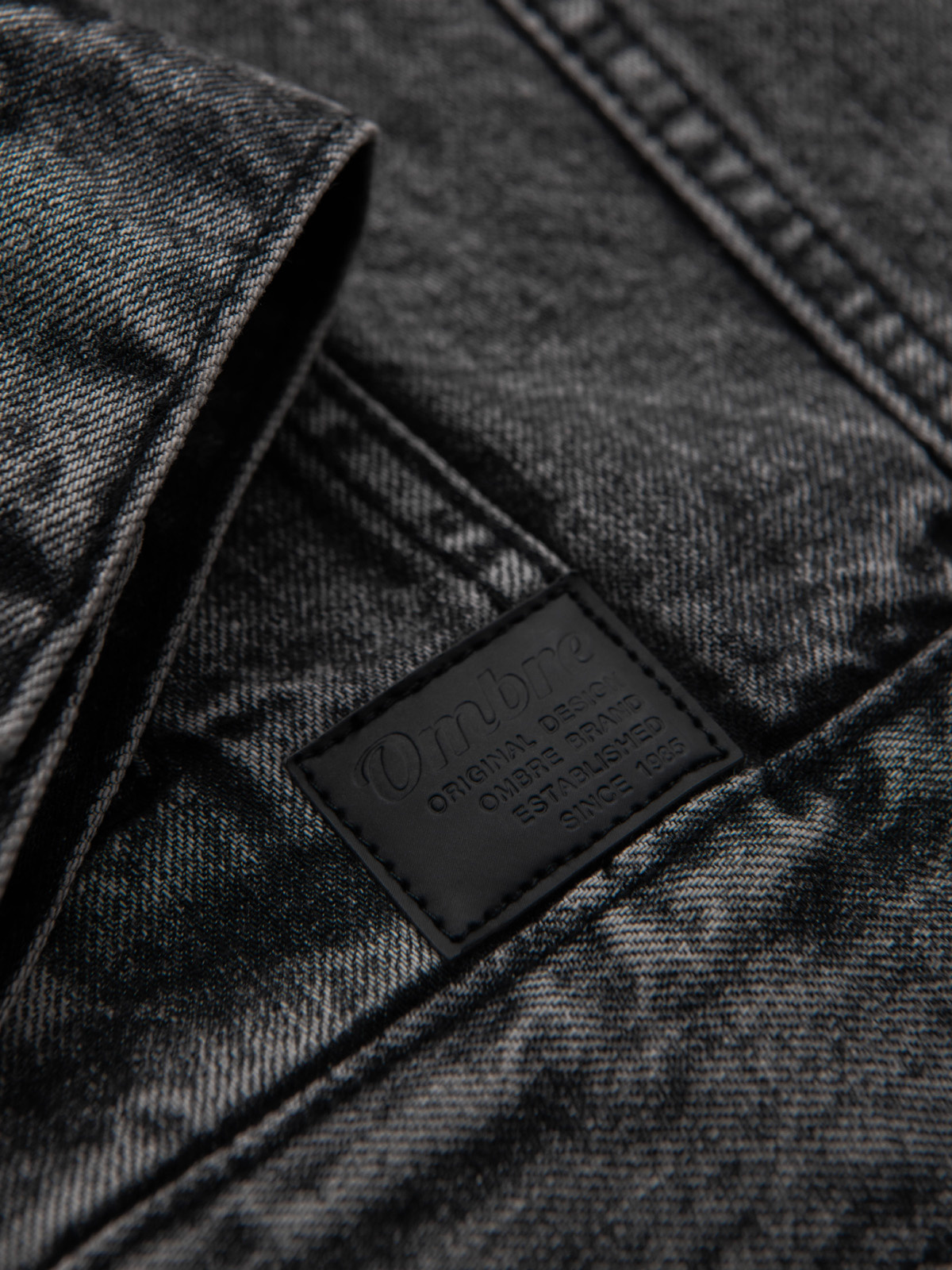 Ombre Men&#039;s denim katana jacket with washem - graphite