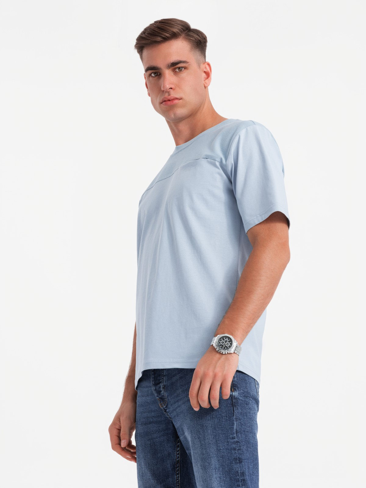 Ombre Men's LOOSE FIT t-shirt with pocket - blue