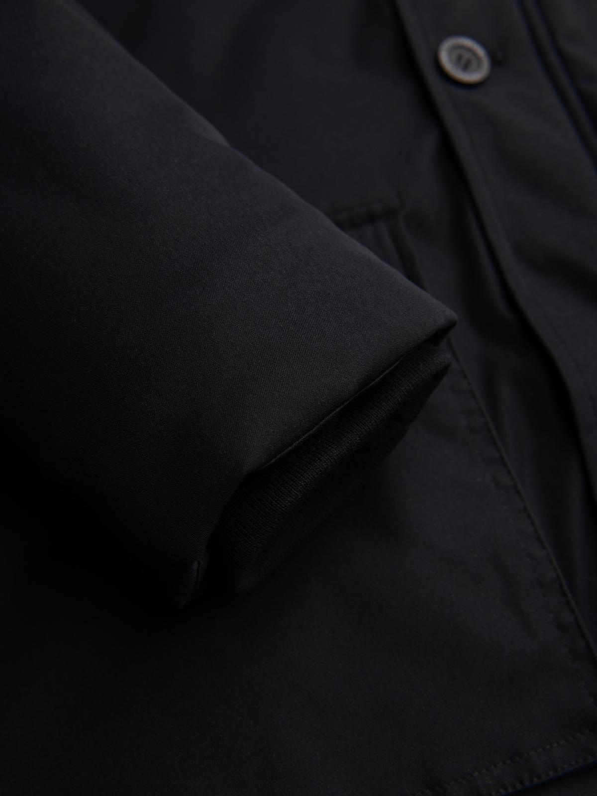 Ombre Elegant men&#039;s parka with cargo pockets and hood - black